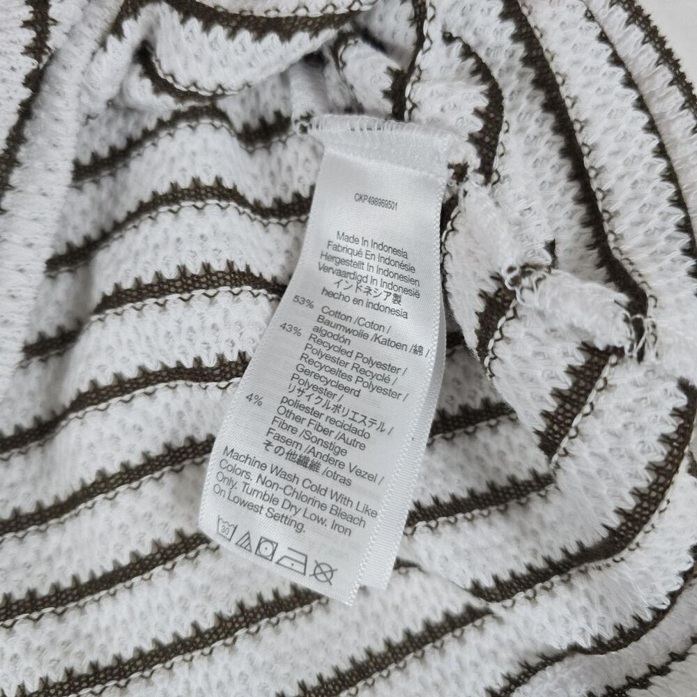 Madewell Textured Stripe Short Sleeve Sweater Top Women White Brown Size Large - Picture 7 of 12